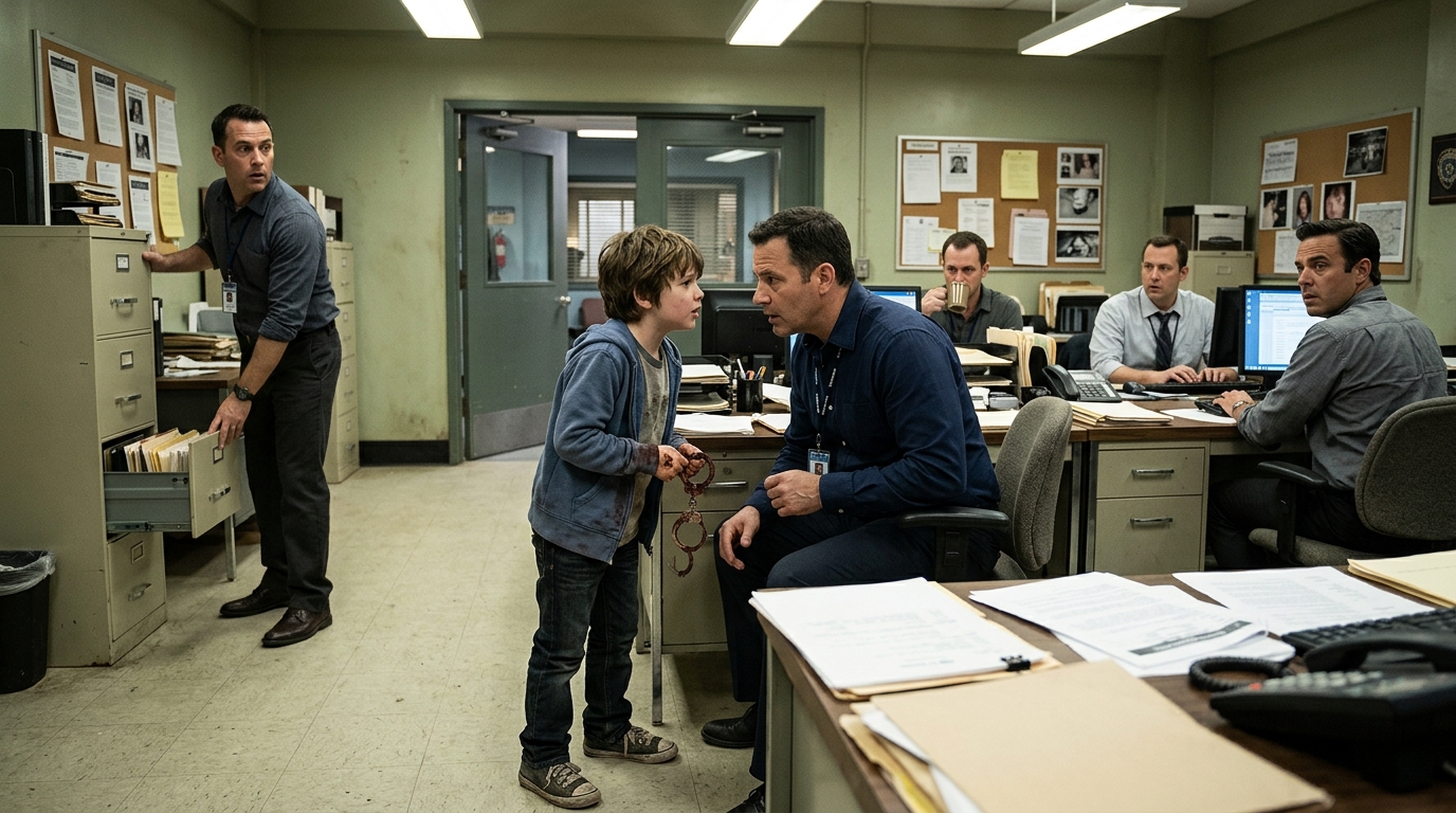 A Little Boy Ran Into The Police Station With Bloody Handcuffs. When He Whispered One Officer’s Name, Every Detective Froze