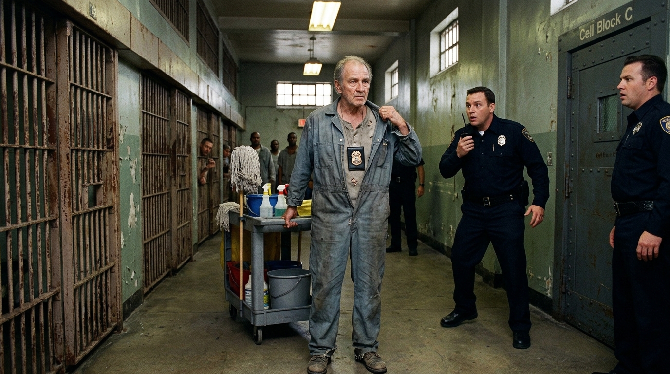 Everyone Ignored The Old Prison Janitor. Then He Pulled Out A Federal Badge And Brought The Prison Down