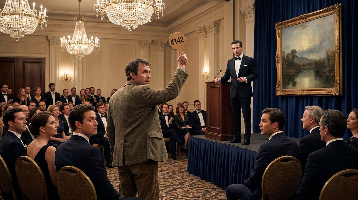 Everyone Laughed When The Poor Man Raised His Hand At The Auction. Then He Said The Lost Painting Was Made By His Daughter