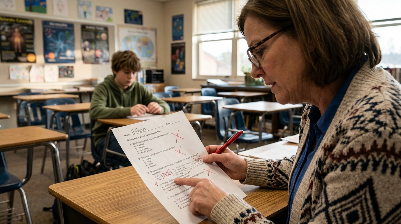 Everyone Thought Ethan Was The Dumbest Boy In School. Then His Teacher Found The Tiny Corrections Hidden In Every Wrong Answer