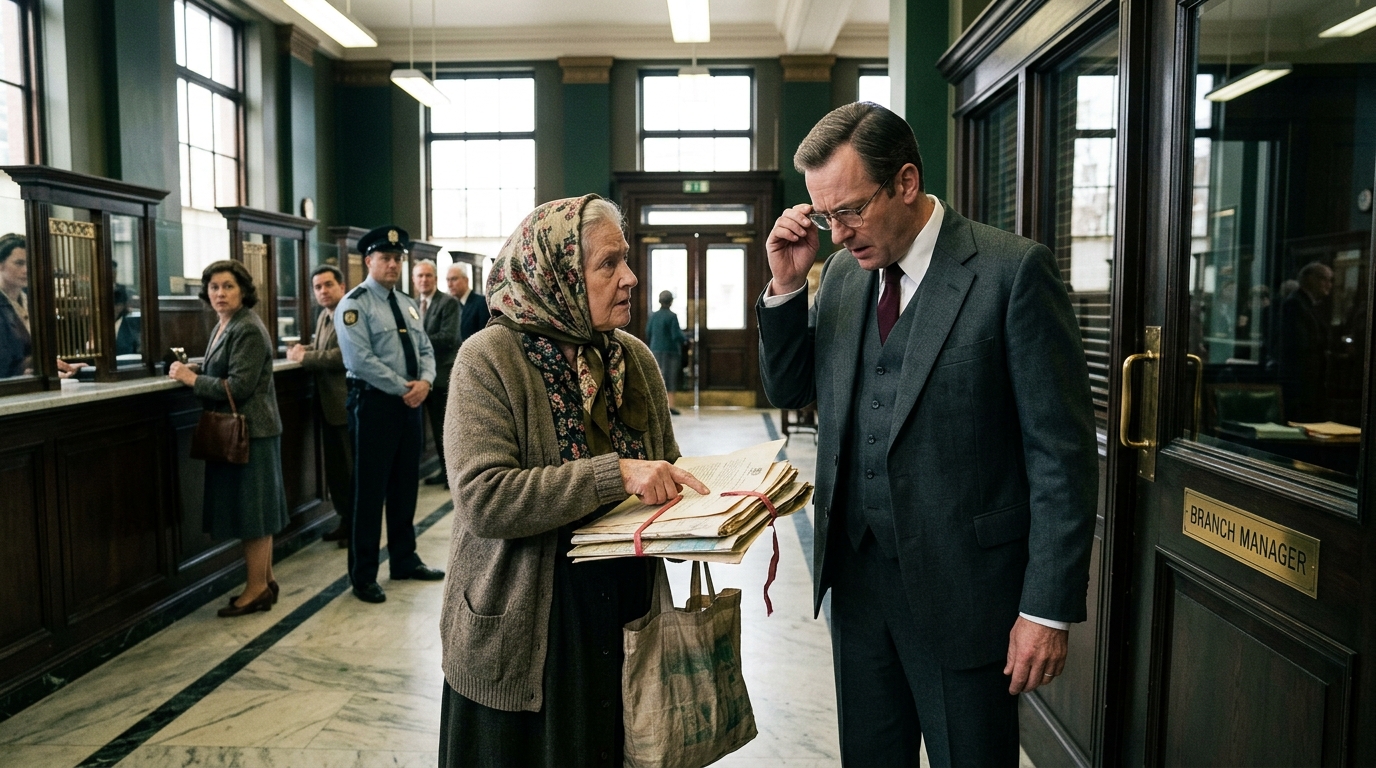 The Bank Manager Tried To Throw The Old Woman Out. Then Her Documents Proved She Owned The Land Under The Building