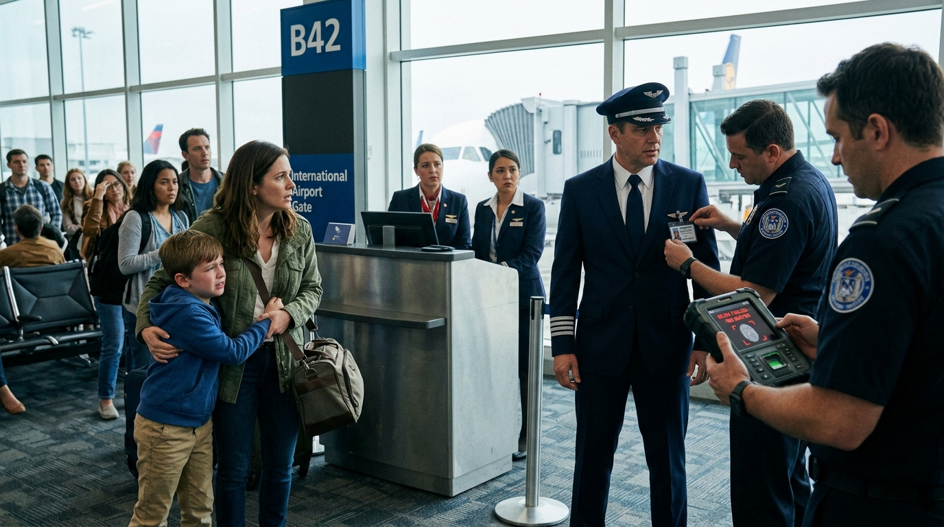 The Boy Refused To Board The Plane. Then Security Discovered The Pilot’s Badge Was Real, But His Fingerprints Were Not