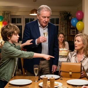 The Boy Stopped The Toast At His Grandfather’s Birthday. Then He Pointed At The New Wife’s Purse