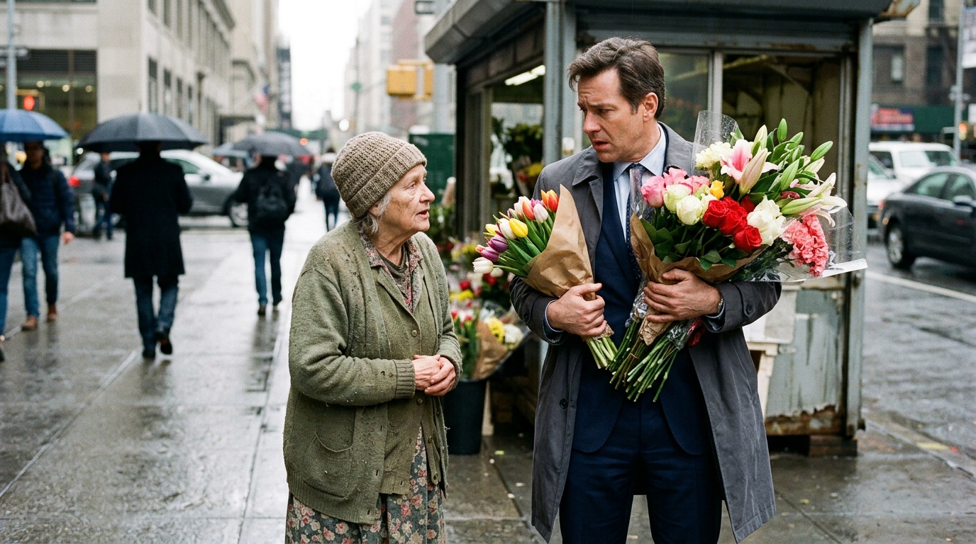 The Businessman Bought Every Flower Just To Make The Poor Woman Leave. Then She Said They Were For His Dead Wife