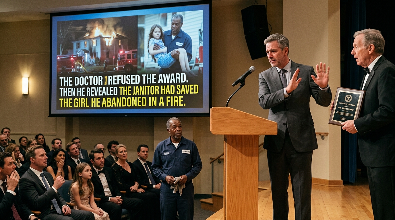 The Doctor Refused The Award. Then He Revealed The Janitor Had Saved The Girl He Abandoned In A Fire