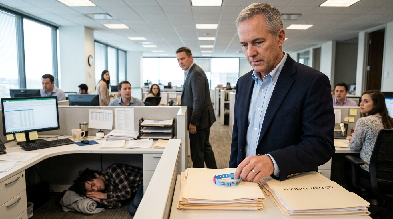The Manager Mocked The Employee Who Slept Under His Desk. Then The CEO Found A Children’s Hospital Bracelet Beside His Files