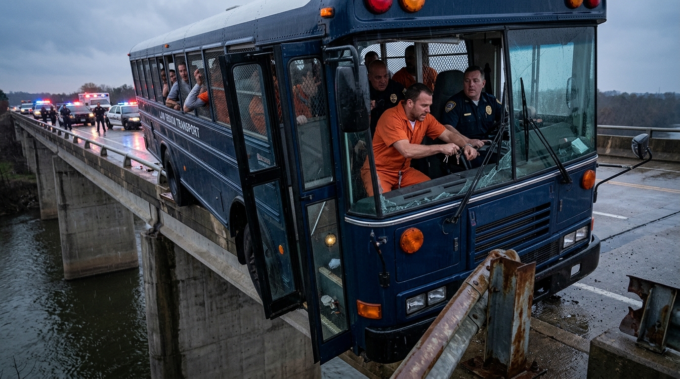 The Prison Bus Was Hanging Off A Bridge. Then One Prisoner Took The Keys And Freed The Guards First