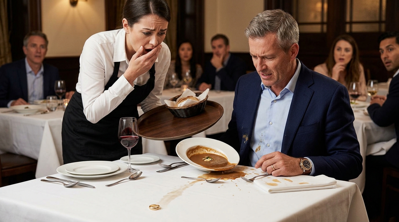 The Waitress Dropped Soup On A Rich Guest. Then A Wedding Ring Rolled Out Of The Bowl