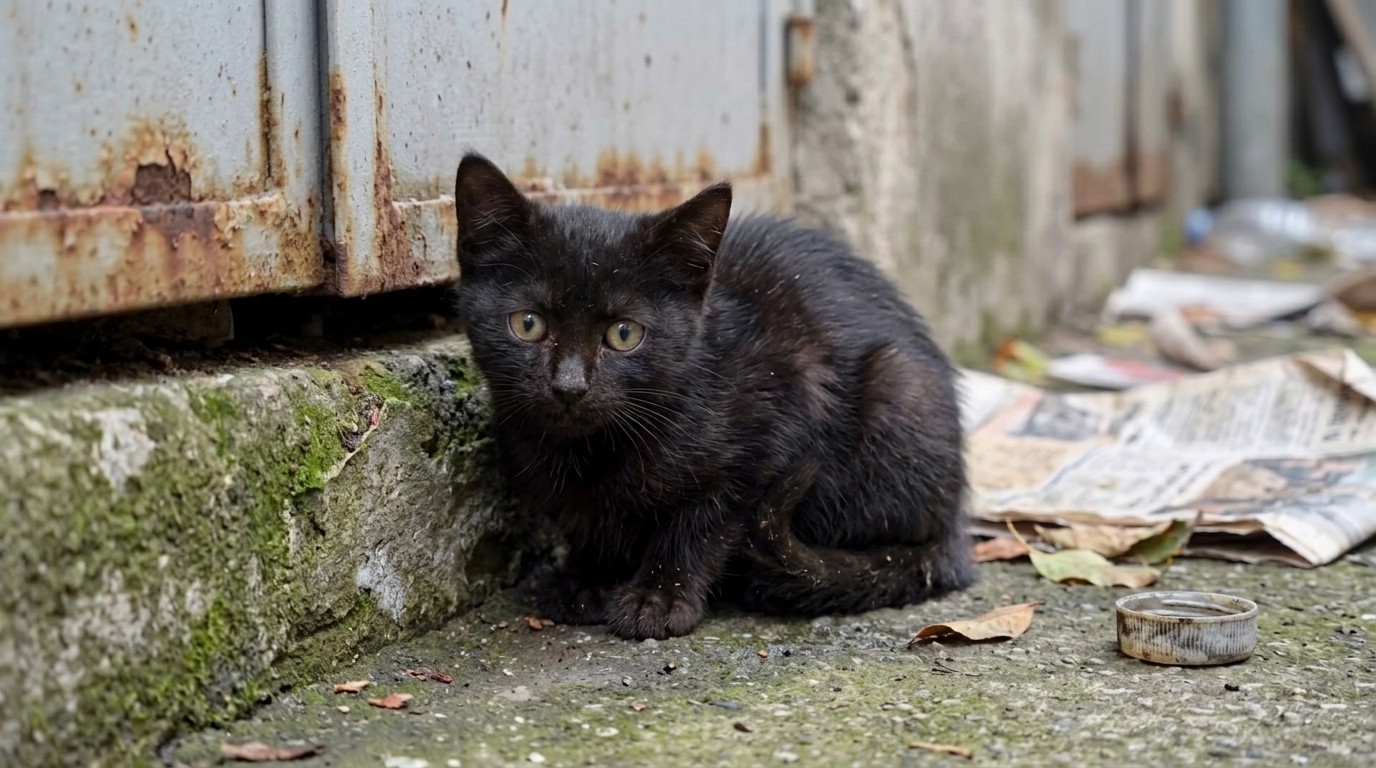 Cat Hiding Near a Parked Bicycle