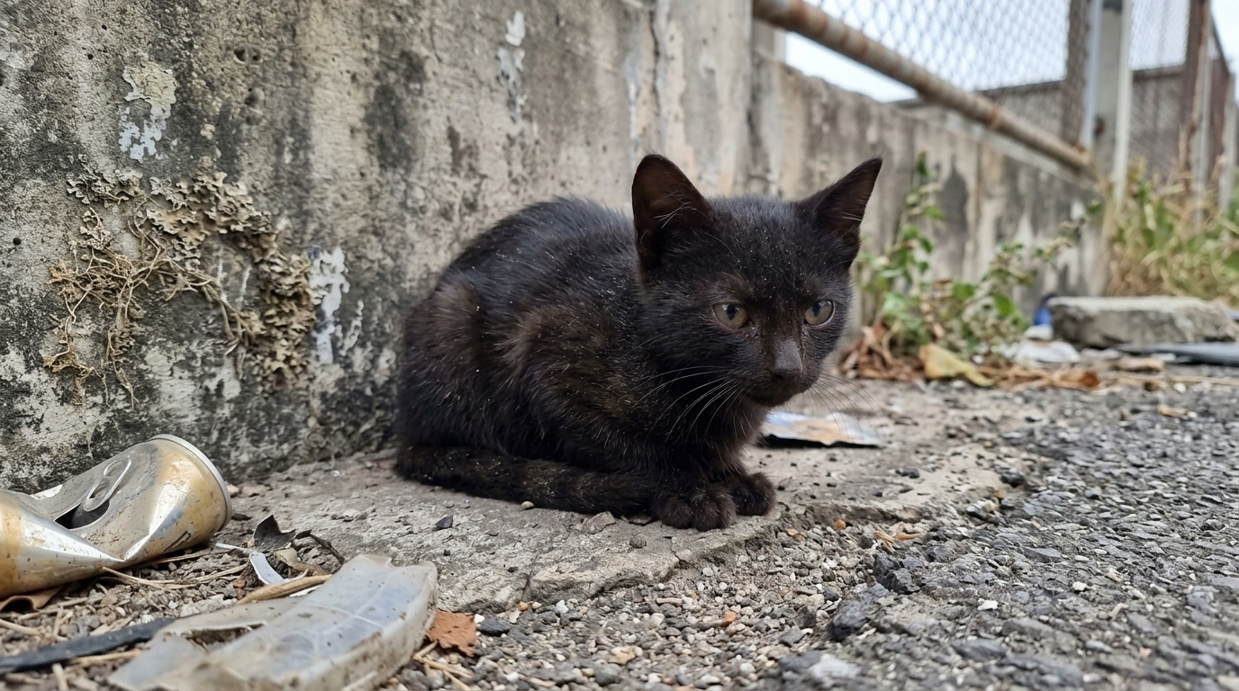 Cat Hiding Near a Parked Bicycle