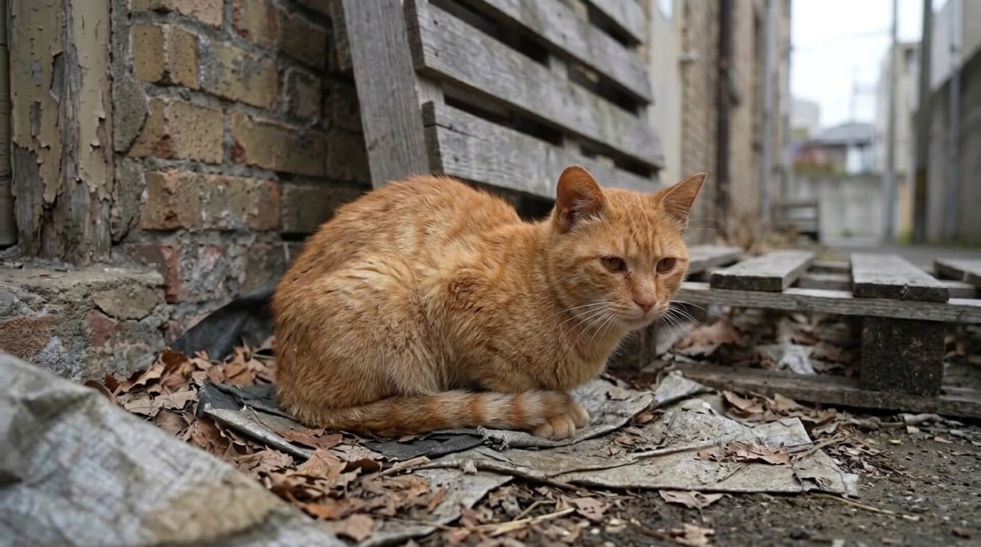 Cat Rescued From a Box Getting Food