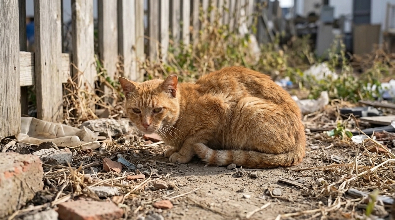 Cat Rescued From a Box Getting Food