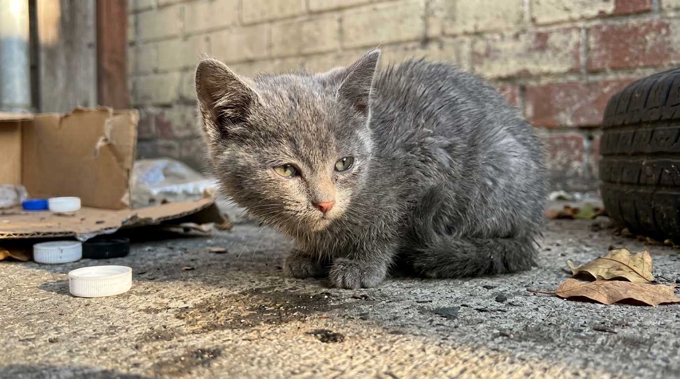 Kitten Found Beside a Laundry Basket