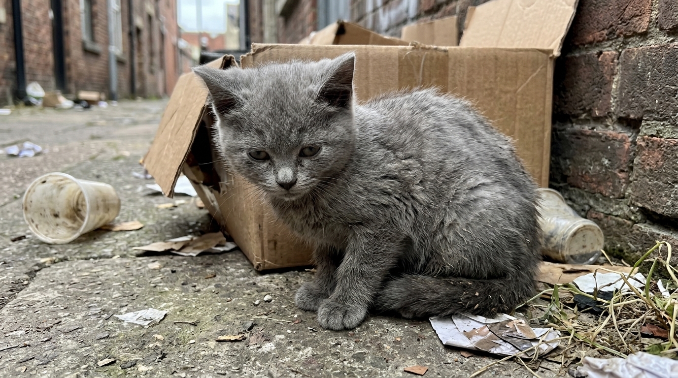Kitten Found Beside a Laundry Basket