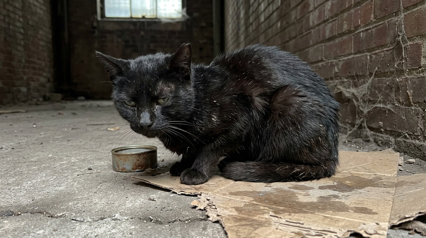 Little Boy Helping Feed Shelter Cats