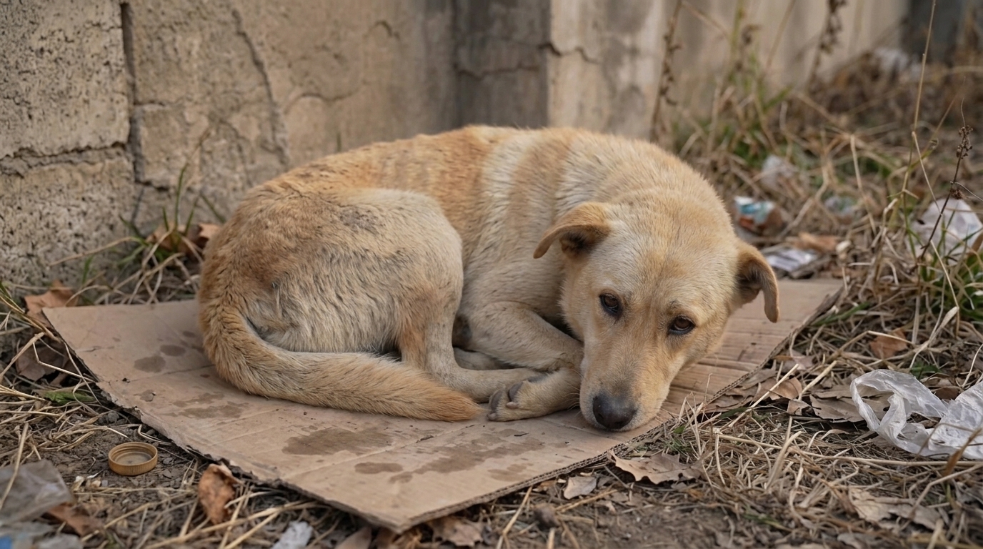Rescuer Offering Water to a Dog Near a Fence