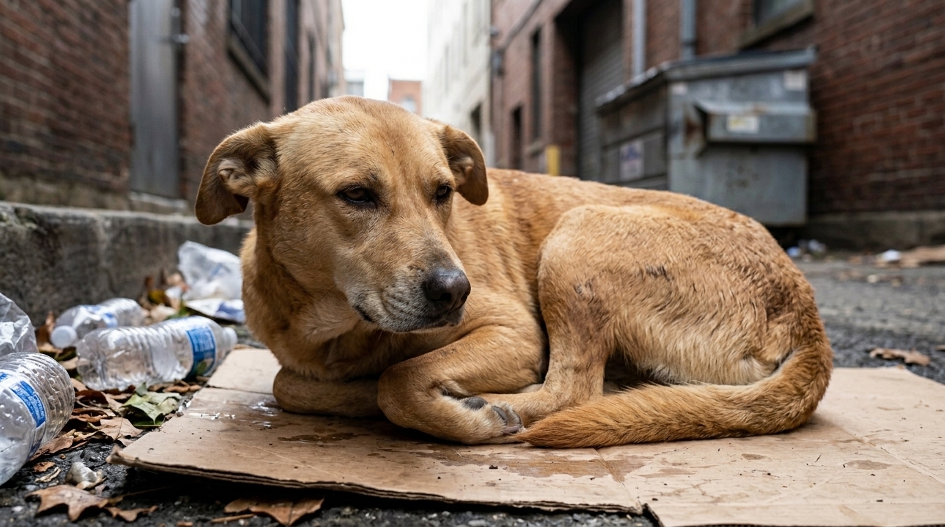 Shelter Dog Listening to a Soft Lullaby