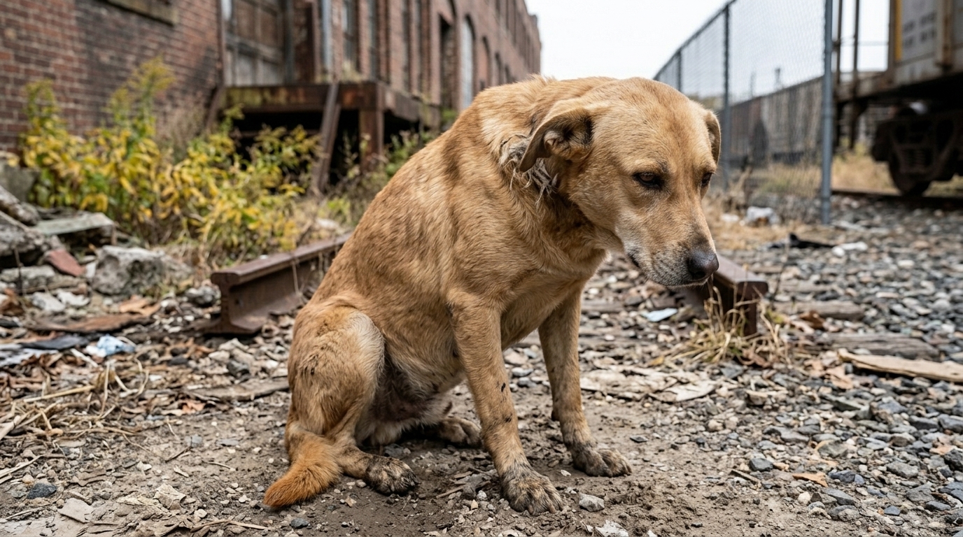 Shelter Dog Listening to a Soft Lullaby