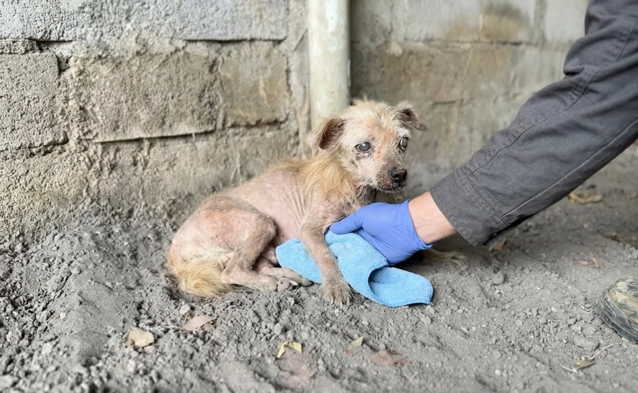 Too Weak to Run, a Frightened Little Dog Finally Let Someone Come Close