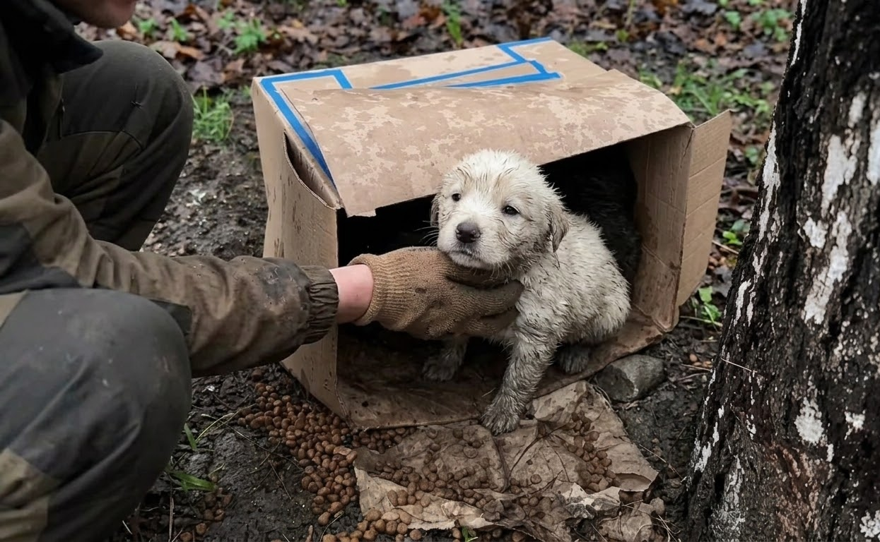 A Forgotten Box in the Forest Hid Two Puppies Waiting for Someone to Look Closer