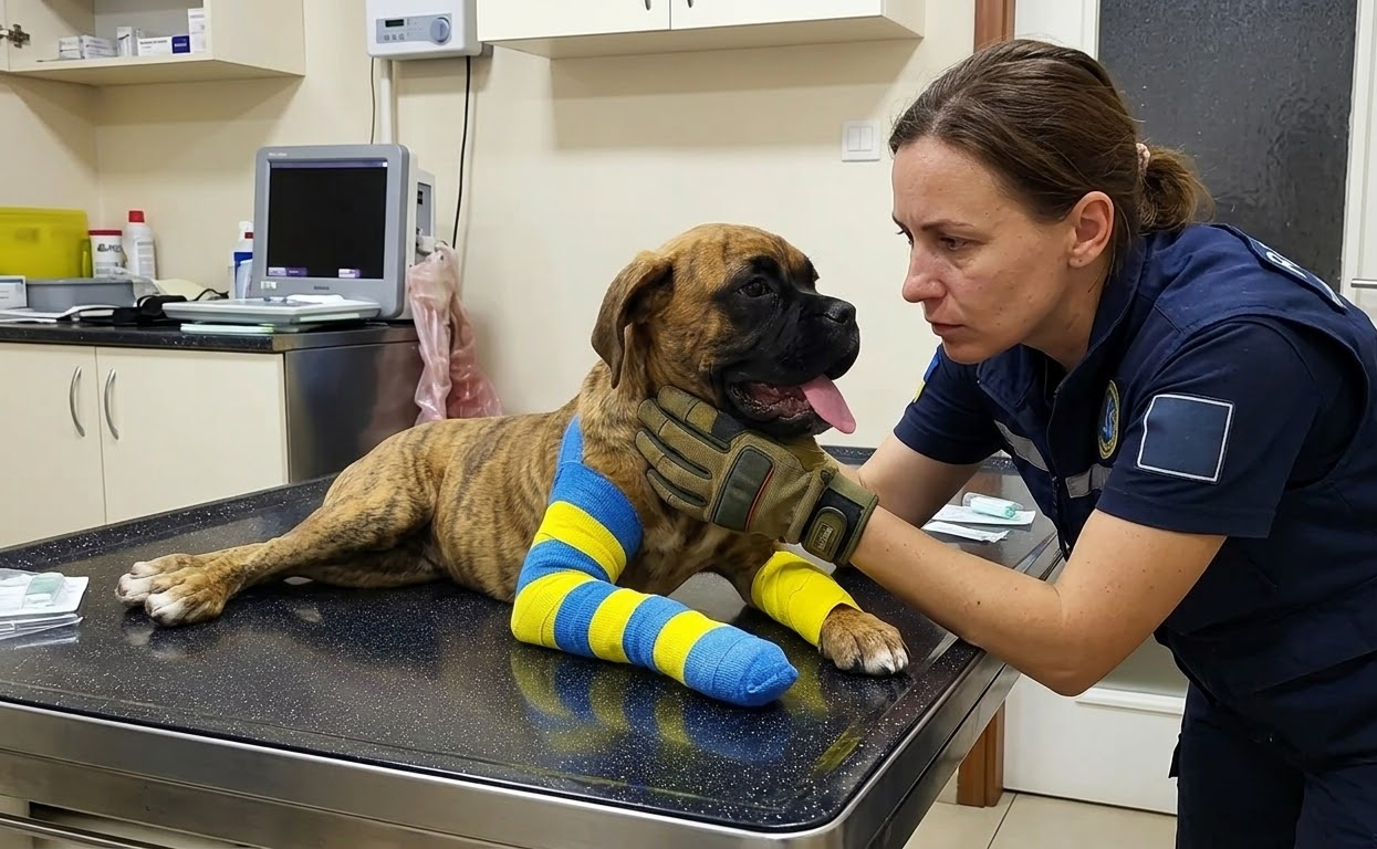 A Brindle Puppy Could Barely Stand Until Gentle Hands Carried Her to Safety