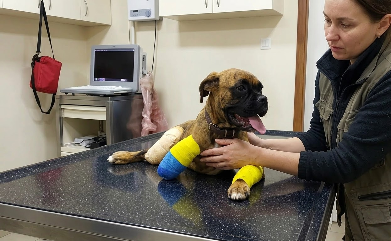 A Brindle Puppy Could Barely Stand Until Gentle Hands Carried Her to Safety