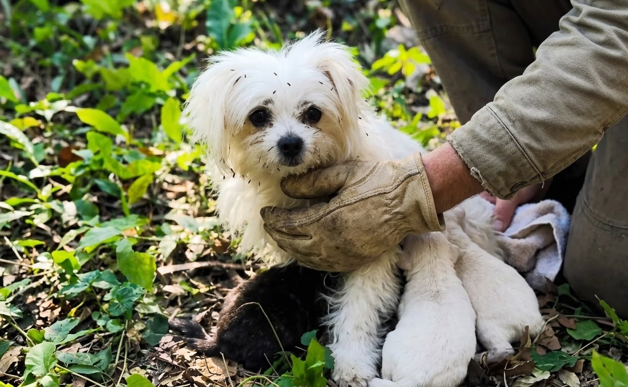 A Stray Mother Dog Was Raising More Than Her Own Litter