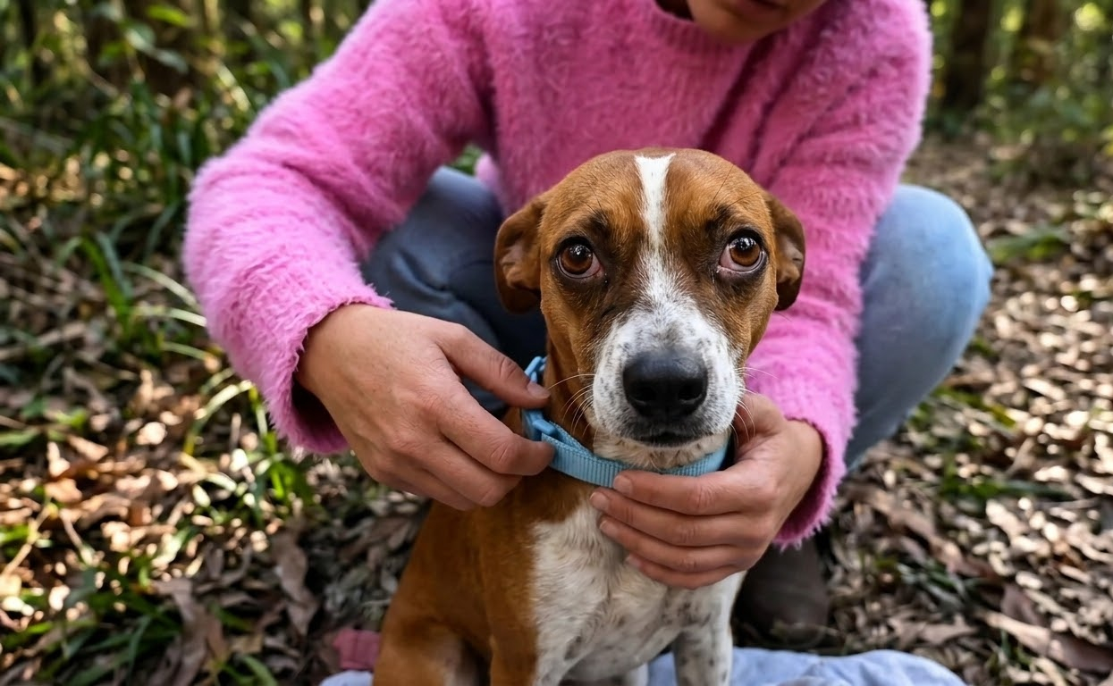 A Fragile Dog Lay Hidden Beneath the Leaves Until One Woman Noticed Him