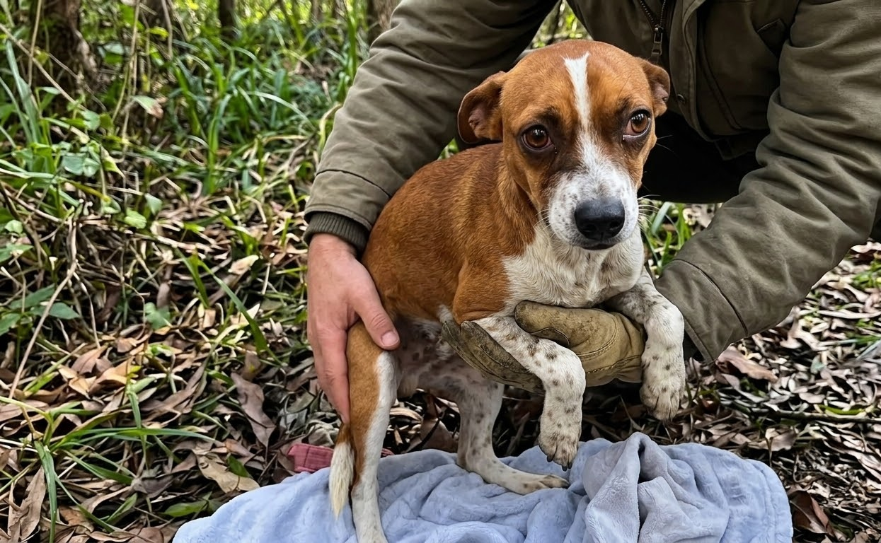 A Fragile Dog Lay Hidden Beneath the Leaves Until One Woman Noticed Him