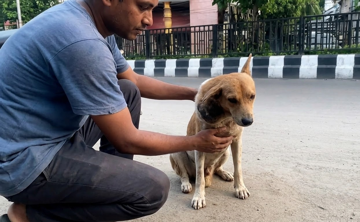 A Wounded Dog Sat Beside the Traffic Until Someone Chose to Notice