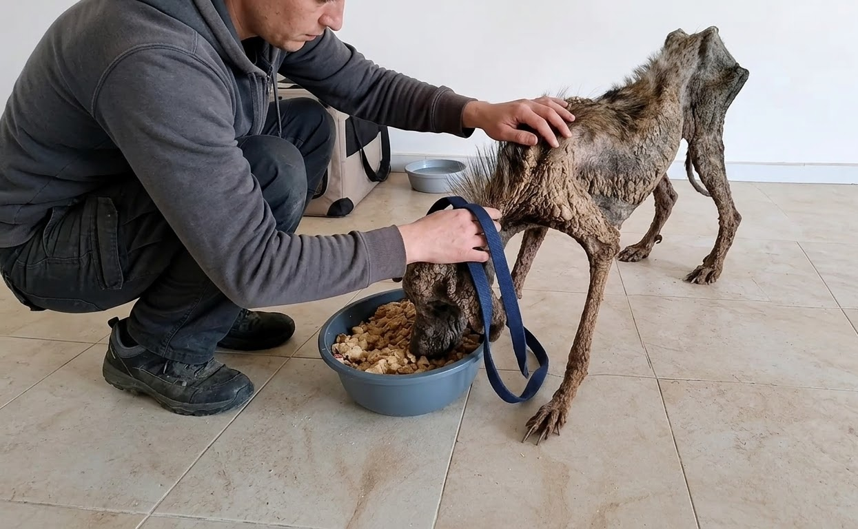 A Simple Bowl of Food Became the First Sign of Safety for a Frail Rescue Dog
