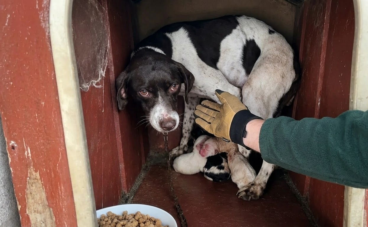 A Mother Dog Wouldn’t Leave Her Tiny Litter—Until Help Finally Reached Them