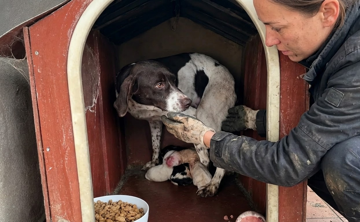A Mother Dog Wouldn’t Leave Her Tiny Litter—Until Help Finally Reached Them