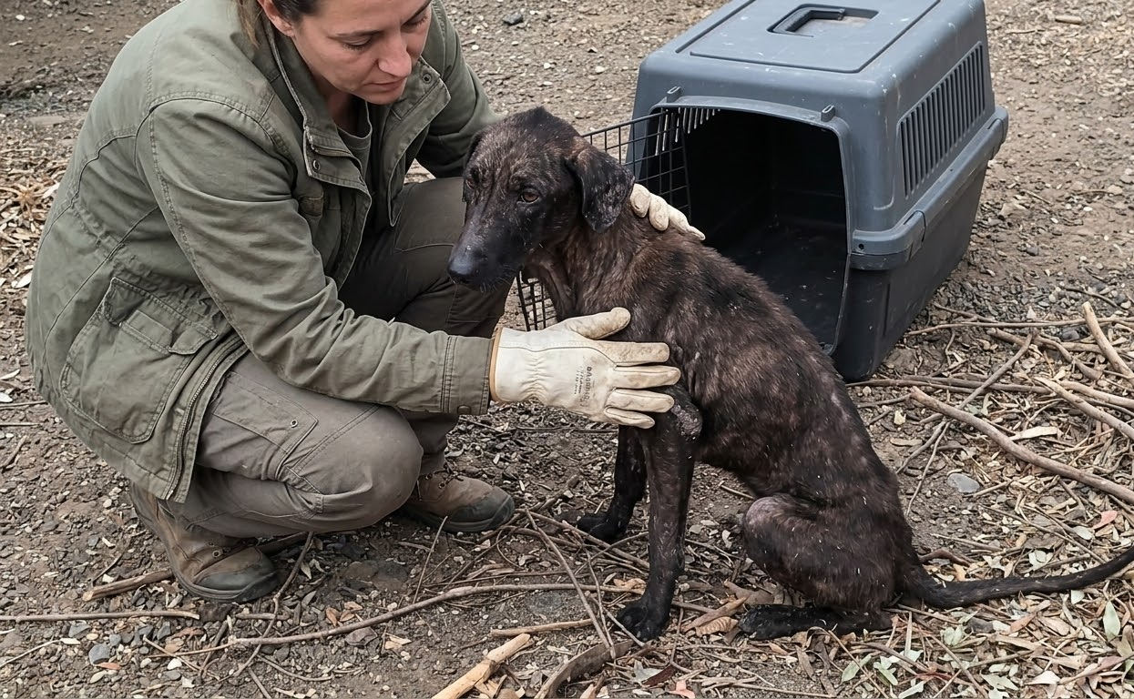 A Thin Mother Dog Kept Watching the Trees—Then Rescuers Found the Six Lives She Was Protecting