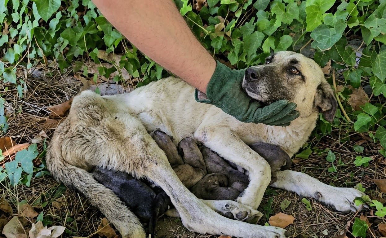 A Mysterious Growl in the Palms Led to a Mother Dog and 11 Lives Depending on Her