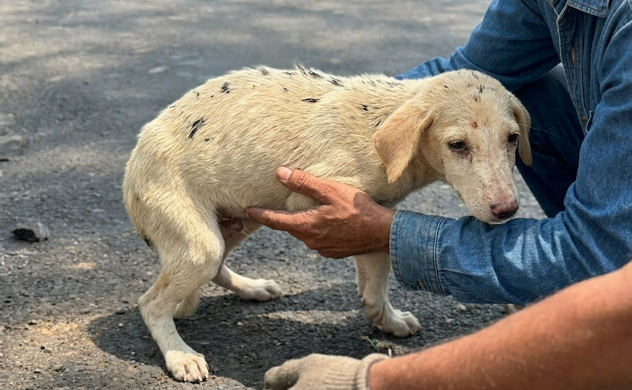 A Puppy Could Only Crawl Down the Forest Road—Until Someone Finally Stopped