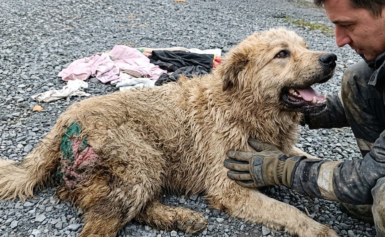 An Exhausted Dog Was Lifted From the Darkness—Then Her Puppies Appeared Beside Her