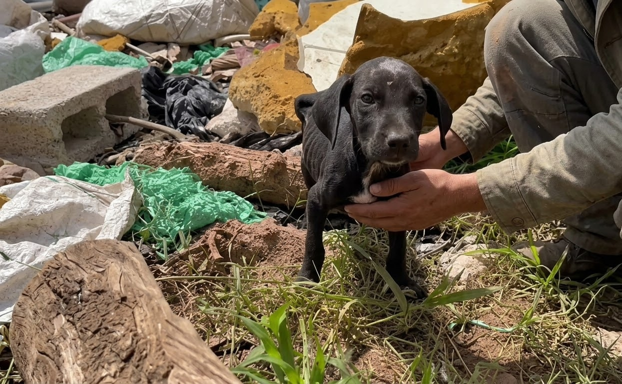 Left Among Garbage, a Tiny Black Puppy Finally Found a Place to Belong
