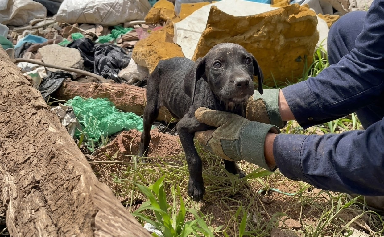 Left Among Garbage, a Tiny Black Puppy Finally Found a Place to Belong