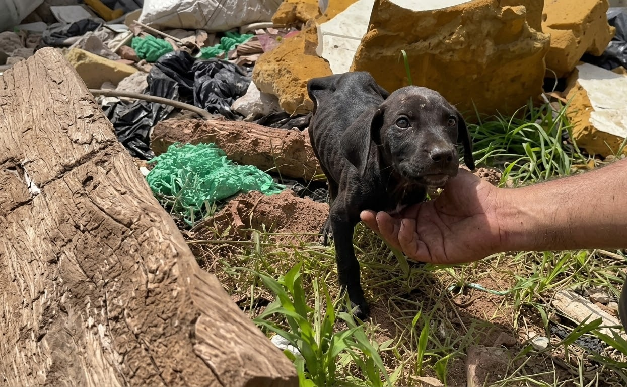 Left Among Garbage, a Tiny Black Puppy Finally Found a Place to Belong