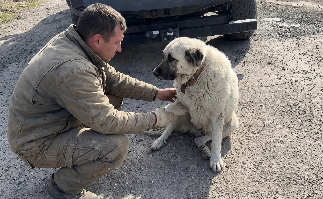 A Giant White Dog Could Barely Move, but One Man Wouldn’t Leave Him Behind