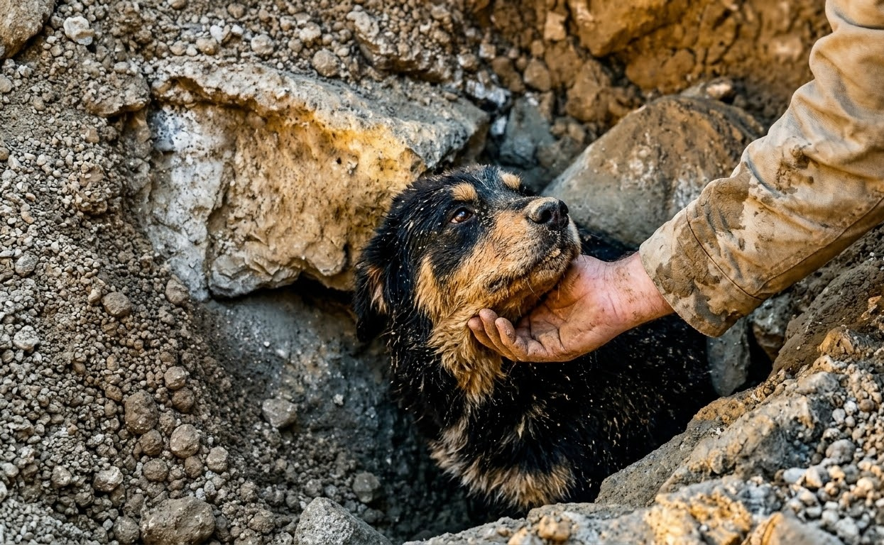 After Six Days Beneath the Rubble, a Dust-Covered Dog Finally Saw Daylight