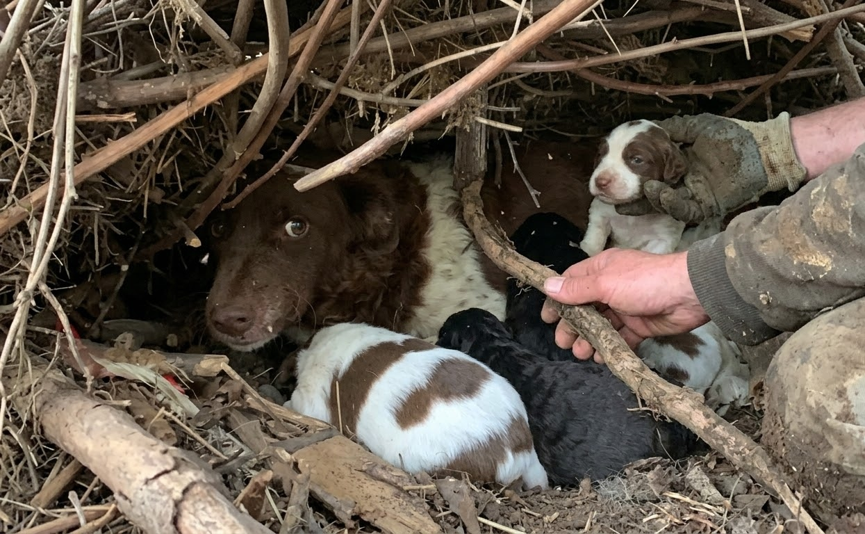 A Stray Mother Led Rescuers Away From the Shelter—and Straight to Six Hidden Puppies