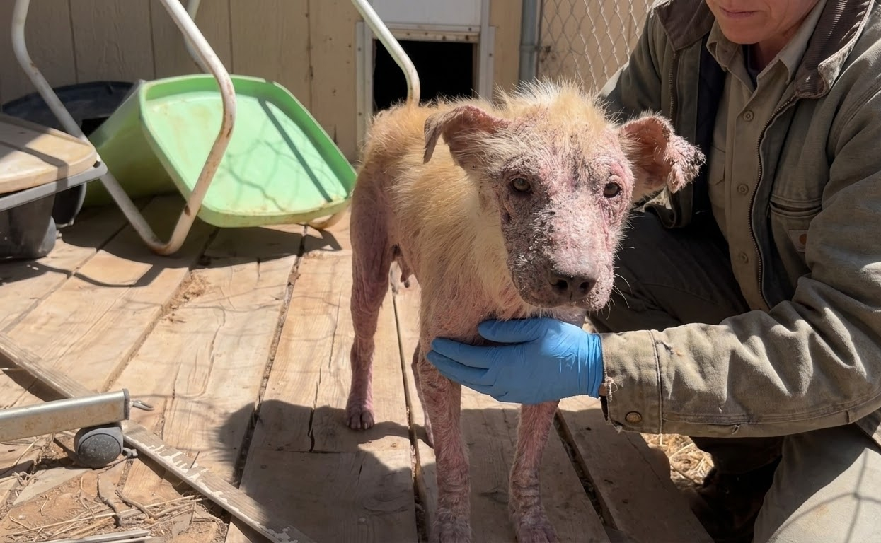 Two Nearly Hairless Puppies Were Hiding in an Empty House Until Help Found Them