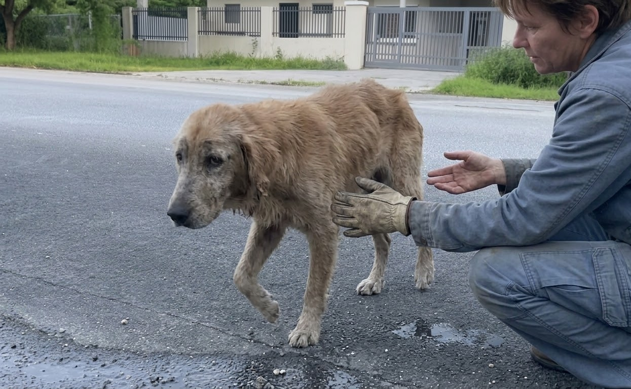 A Thin Stray Walked Up to Kelsey on Guam, and a Golden Retriever Slowly Reappeared