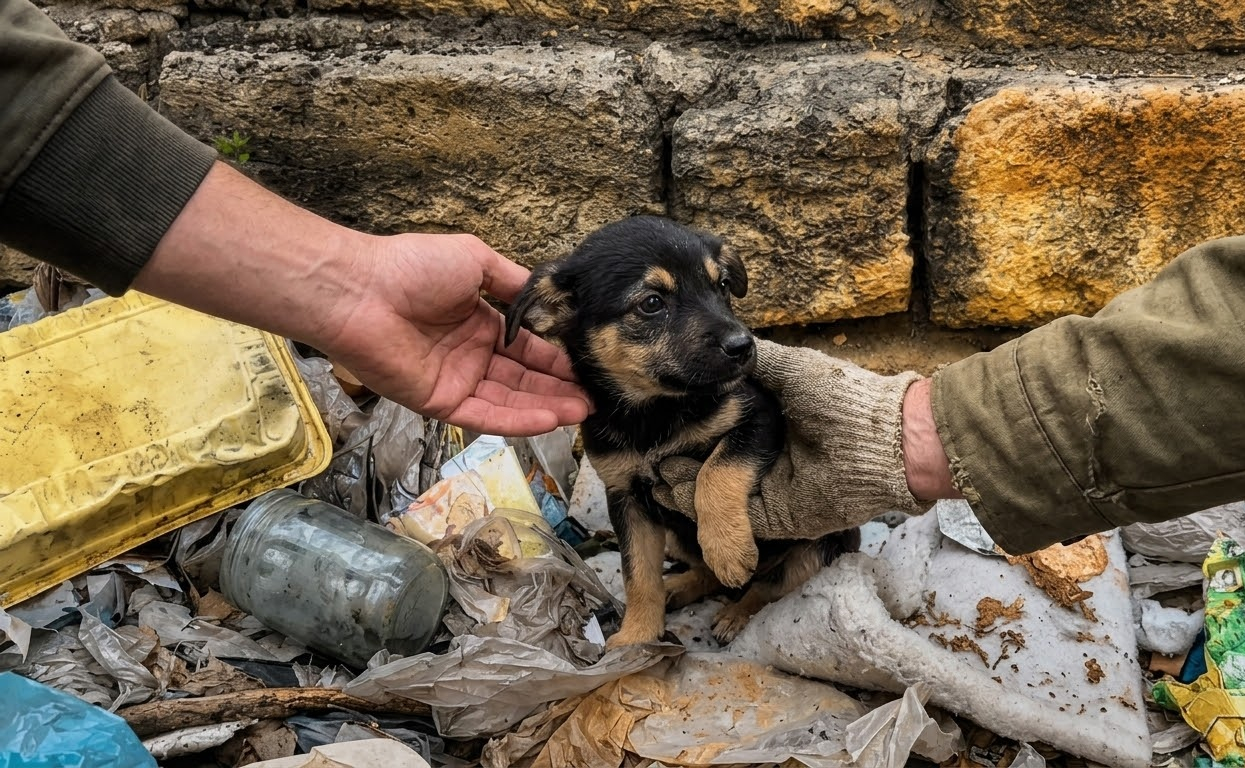 Mambo Was Hiding Beside the Garbage When a Rescue Team Came Looking for Him