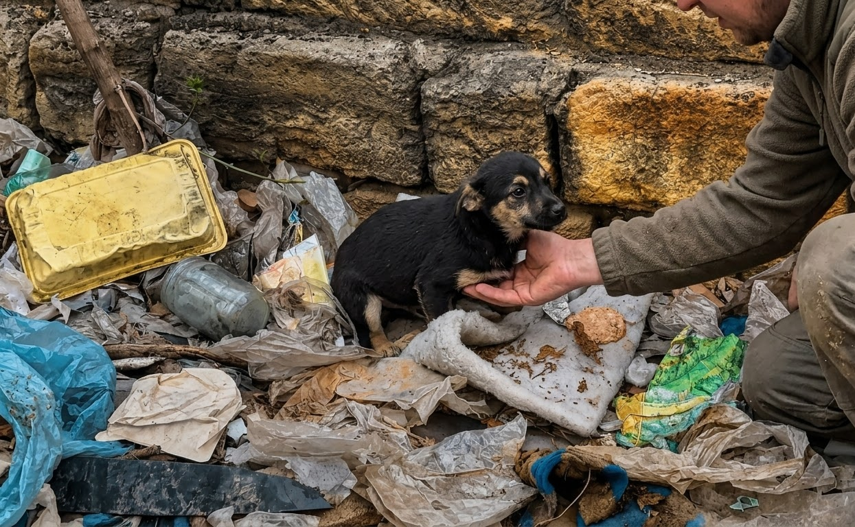 Mambo Was Hiding Beside the Garbage When a Rescue Team Came Looking for Him