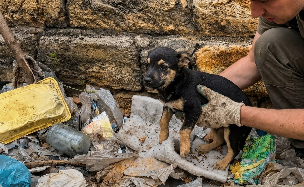 Mambo Was Hiding Beside the Garbage When a Rescue Team Came Looking for Him