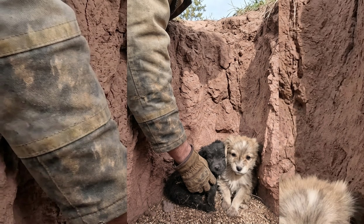 Two Frightened Puppies Had Only Each Other in the Snow—Until Two Travelers Stopped