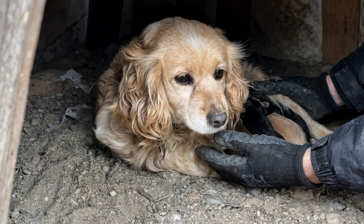 A Cocker Spaniel Was Found Shivering With Four Newborn Puppies—and Refused to Leave Their Side